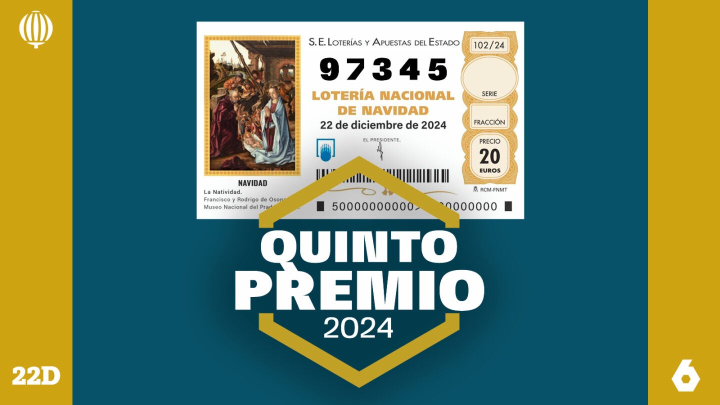 97345, el sexto quinto premio de la Lotería de Navidad 2024.