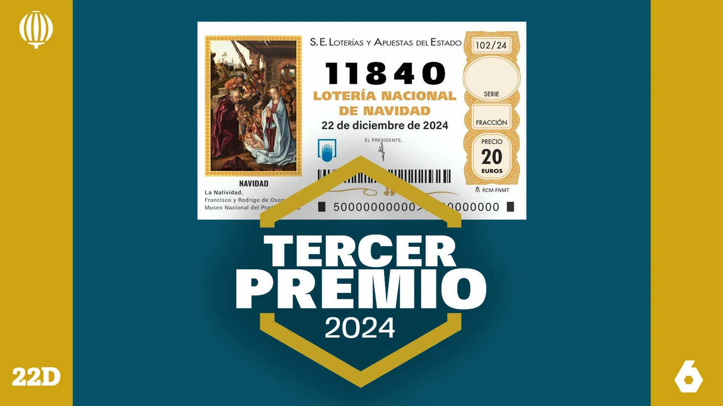 11840, tercer premio de la Lotería de Navidad 2024 11840, tercer premio de la Lotería de Navidad 2024