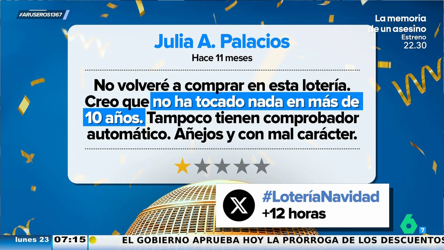 Arrasa en redes la reseña que dejó una usuaria hace 11 meses en la Administración de lotería que ahora ha vendido El Gordo Arrasa en redes la reseña que dejó una usuaria hace 11 meses en la Administración de lotería que ahora ha vendido El Gordo