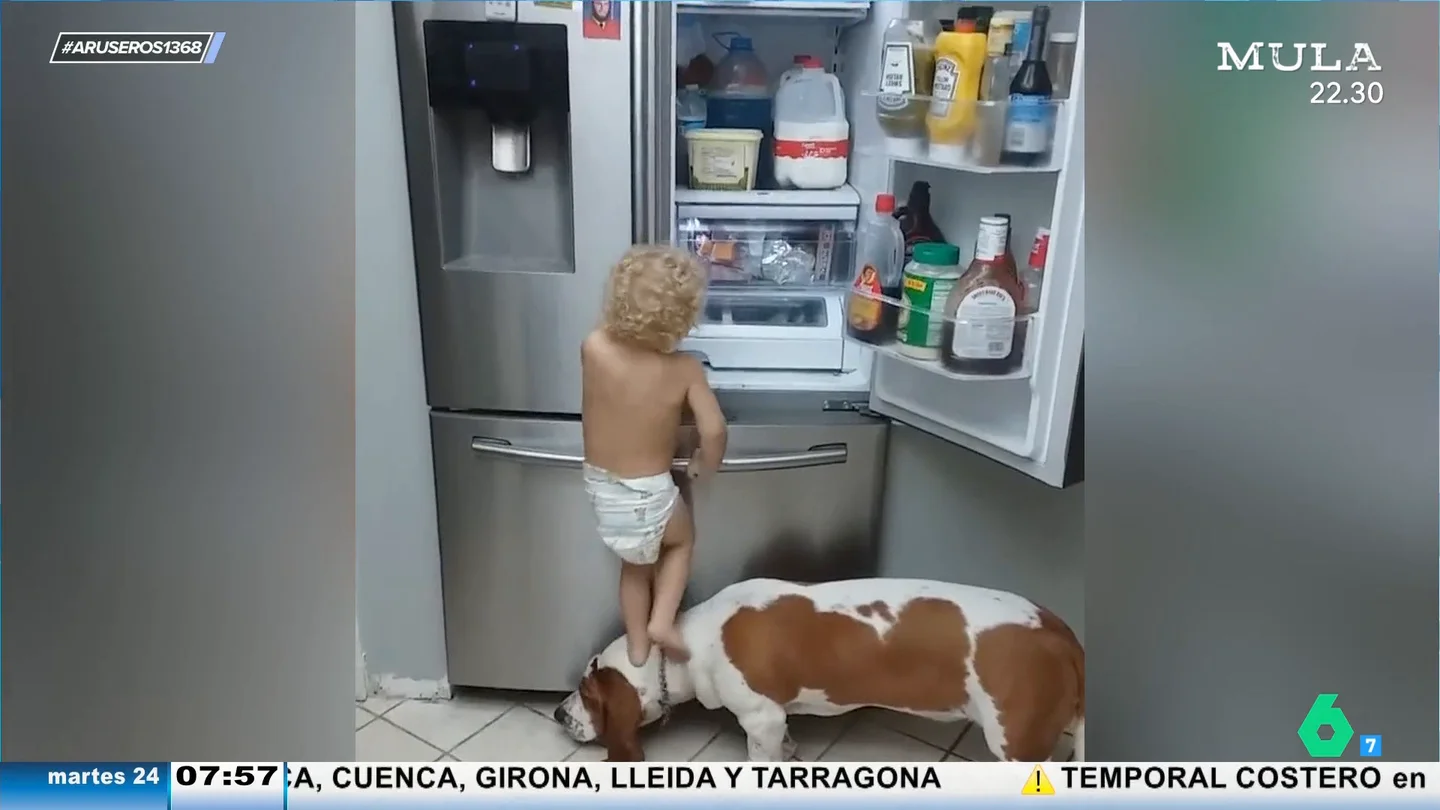 La ingeniosa técnica de un niño para llegar a coger su comida favorita de la nevera La ingeniosa técnica de un niño para llegar a coger su comida favorita de la nevera