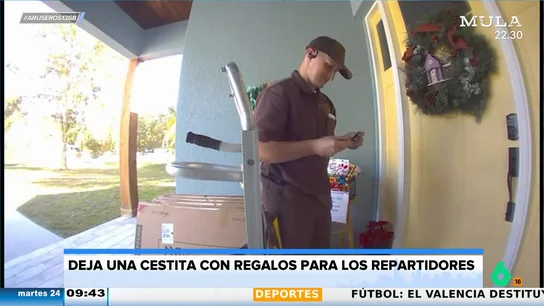 El bonito gesto de una familia al dejar una cesta con regalos para los repartidores que llegan a su casa El bonito gesto de una familia al dejar una cesta con regalos para los repartidores que llegan a su casa