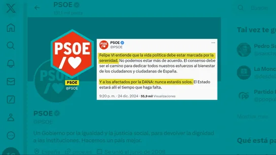 Mensaje del PSOE sobre el discurso del rey Mensaje del PSOE sobre el discurso del rey