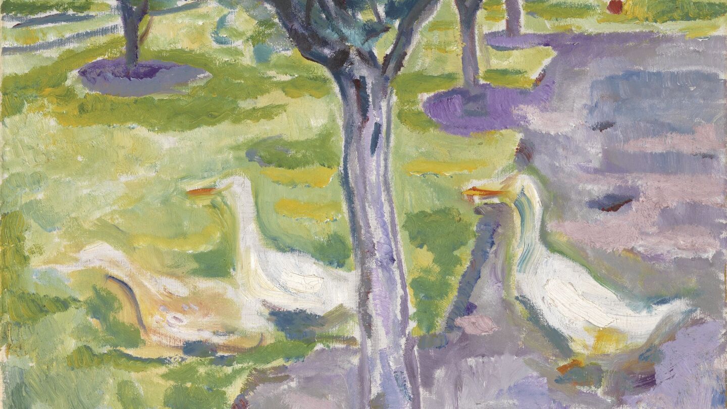 Gansos en un huerto, de Edvard Munch