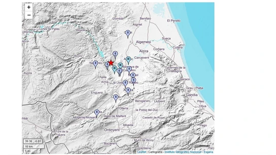 Mapa de intensidades con los municipios donde ha podido sentirse el terremoto. Mapa de intensidades con los municipios donde ha podido sentirse el terremoto.