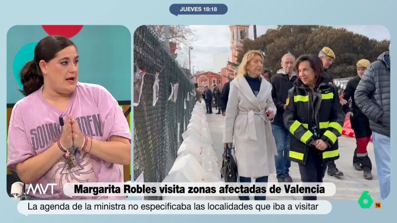 Loreto Ochando, sobre la visita de Margarita Robles a la zona cero de la DANA