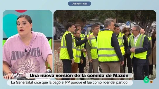 Loreto Ochando: "Quizá no sacan la factura de la comida de Mazón porque si vemos lo que se comieron o bebieron, es de dimisión" Loreto Ochando opina en este vídeo sobre la nueva versión sobre la comida de Mazón el día de la DANA, lo que para ella es "una mentira más en la indecencia que está siendo la gestión de Carlos Mazón".