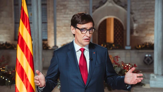 El presidente de la Generalitat de Catalunya, Salvador Illa, durante el discurso de Navidad El presidente de la Generalitat de Catalunya, Salvador Illa, durante el discurso de Navidad