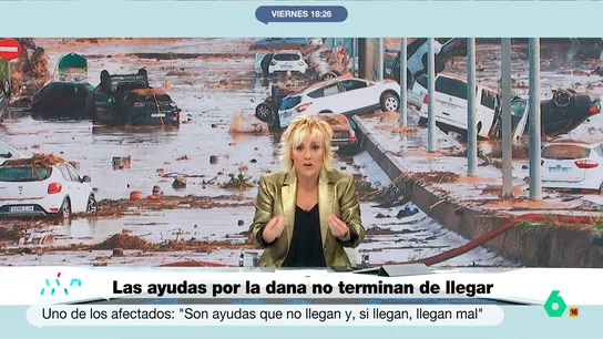 Cristina Pardo, tras oír a dos afectados por la DANA: "Si algún político está viendo esto, coño que haga algo que lo necesitan" "Lo están diciendo, que necesitan el dinero, necesitan sentir que les hacen caso", comenta Cristina Pardo en un indignado mensaje a los políticos después de escuchar a una pareja afectada por la DANA explicar que aún no han recibido las ayudas.