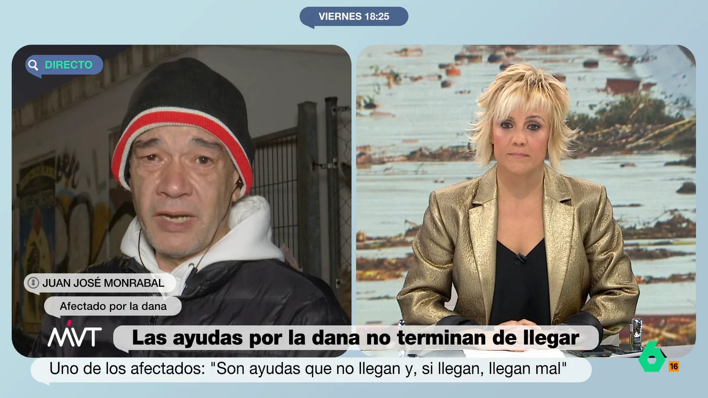 El emocionante mensaje de Cristina Pardo a dos afectados por la DANA "Ojalá podáis recibir las ayudas y el 2025 sea sin duda mejor que este año", comenta en este vídeo Cristina Pardo a Juan José y su pareja Teresa, afectados por la DANA en Catarroja, tras escuchar su desgarradora historia.