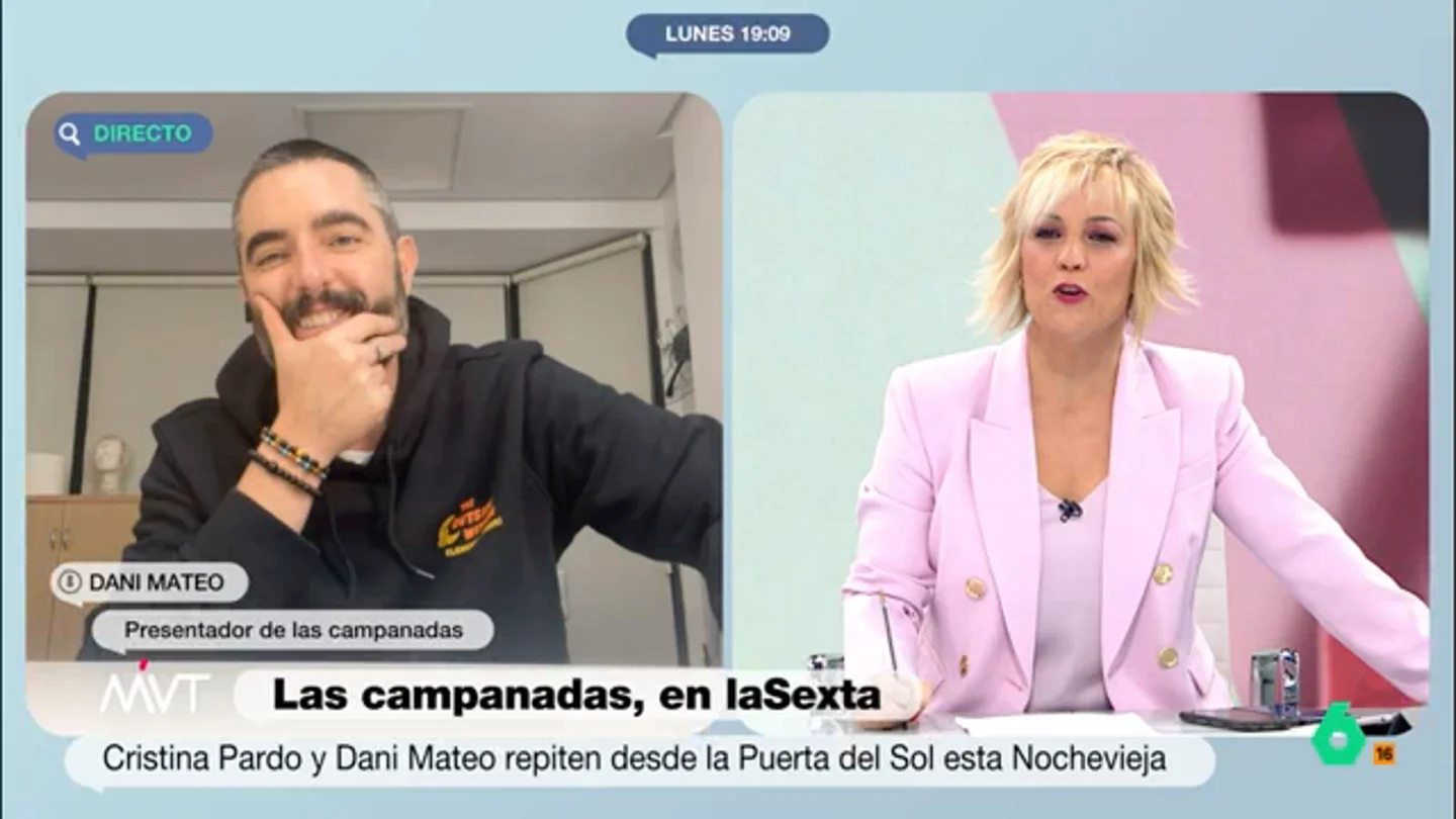Cristina Pardo bromea con el vestuario de Dani Mateo para las campanadas: "Ya has decidido convertirte en una persona adulta" Cristina Pardo bromea con el vestuario de Dani Mateo para las campanadas: "Ya has decidido convertirte en una persona adulta"