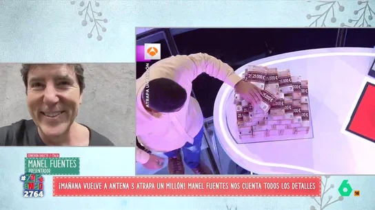 Vuelve 'Atrapa un millón': Manel Fuentes desvela las novedades de la próxima temporada en Zapeando El presentador explica que, como es habitual, los concursantes deberán responder ocho preguntas para poder conseguir el premio final de un millón de euros. "En la última, se lo jugarán todo a cara o cruz", explica.