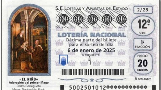 Décimo del sorteo del Niño de 2025. Décimo del sorteo del Niño de 2025.