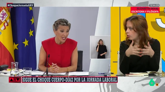 Elizabeth Duval, sobre el choque entre Díaz y Cuerpo por la jornada laboral: "Cuando se pacta un gobierno, hay documentos de obligado cumplimiento" Elizabeth Duval, sobre el choque entre Díaz y Cuerpo por la jornada laboral: "Cuando se pacta un gobierno, hay documentos de obligado cumplimiento"