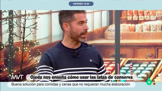 Cocinar con latas: Pablo Ojeda desvela qué conservas debes tener de 'fondo de armario' El nutricionista expone que las conservas son alimentos "muy saludables". Ojeda recomienda apostar alimentos enlatados elaborados con aceite de oliva virgen extra y, además, aprovechar el aceite para otras elaboraciones.