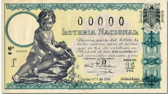 Décimo de la Lotería Nacional del 2 de enero de 1941. Décimo de la Lotería Nacional del 2 de enero de 1941.