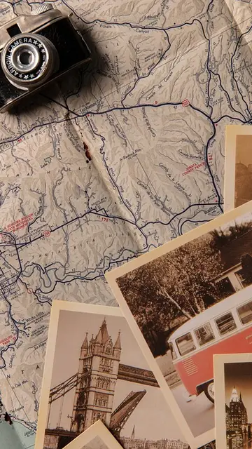 Cámara de fotos, mapa y postales Cámara de fotos, mapa y postales