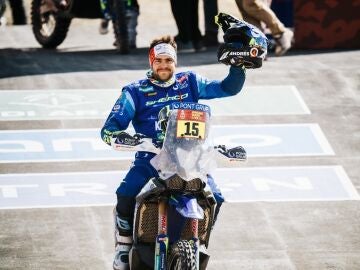 Lorenzo Santolino, tras ganar la etapa