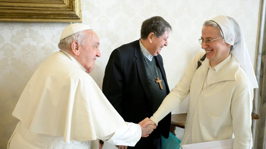 El Papa Francisco saluda a Simona Brambilla El Papa Francisco saluda a Simona Brambilla