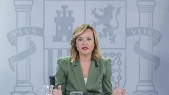 La ministra Portavoz, Pilar Alegría, durante una rueda de prensa La ministra Portavoz, Pilar Alegría, durante una rueda de prensa
