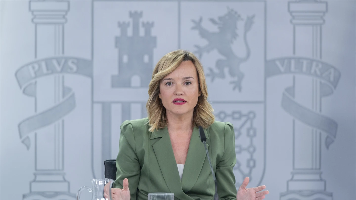 La ministra Portavoz, Pilar Alegría, durante una rueda de prensa La ministra Portavoz, Pilar Alegría, durante una rueda de prensa