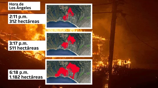Así fue la rápida propagación de los incendios de California. Así fue la rápida propagación de los incendios de California.