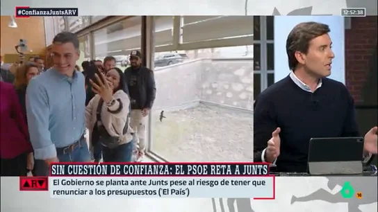 Montesinos analiza la relación entre Junts y el Gobierno: "Me cuesta imaginar que vayan a dejar caer a Sánchez" Montesinos analiza la relación entre Junts y el Gobierno: "Me cuesta imaginar que vayan a dejar caer a Sánchez"
