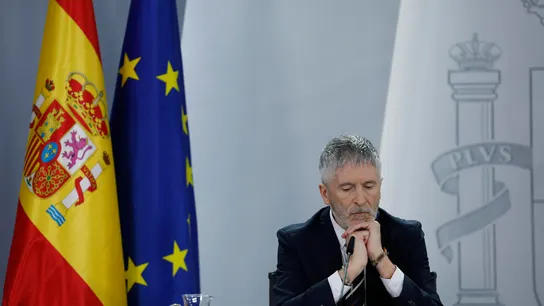 El ministro del Interior, Fernando Grande-Marlaska, durante la rueda de prensa posterior al Consejo de Ministros del pasado martes. El ministro del Interior, Fernando Grande-Marlaska, durante la rueda de prensa posterior al Consejo de Ministros del pasado martes.
