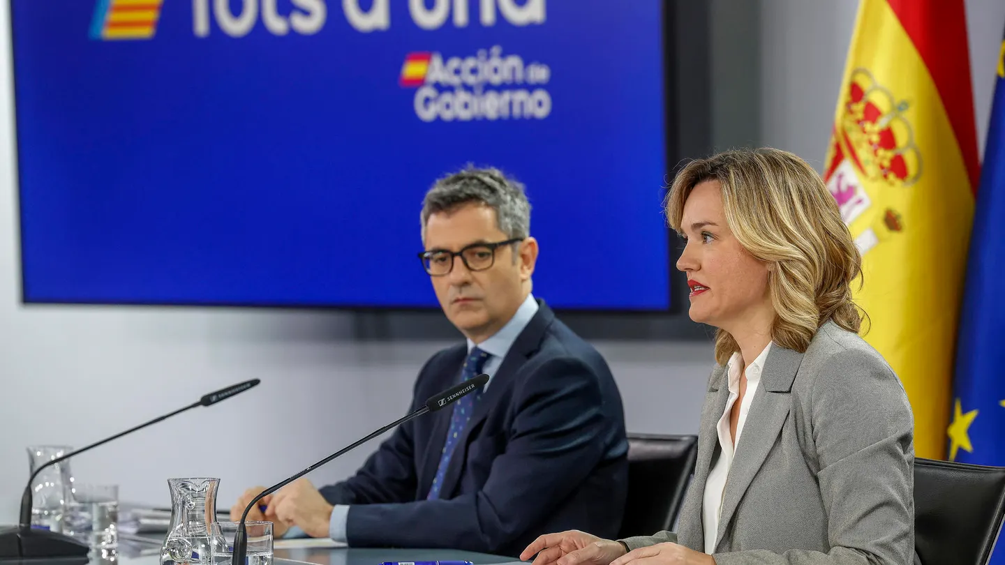 Félix Bolaños y Pilar Alegría en la rueda de prensa posterior al Consejo de Ministros Félix Bolaños y Pilar Alegría en la rueda de prensa posterior al Consejo de Ministros