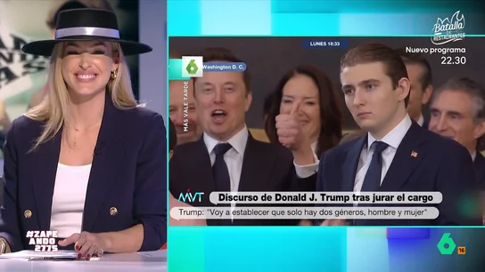 Isabel Forner confiesa su atracción por Barron Trump: "Nos vendría muy bien a todos que te lo ligaras" El hijo de Donald Trump fue otro de los asistentes a la toma de posesión de su padre. La expresión seria del joven durante el discurso de Trump contrasta con la alegría y efusividad de Elon Musk.