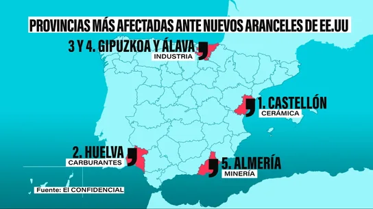 Castellón, Huelva, Gipuzkoa, Álava y Almería afectadas por los aranceles de Trump Castellón, Huelva, Gipuzkoa, Álava y Almería afectadas por los aranceles de Trump