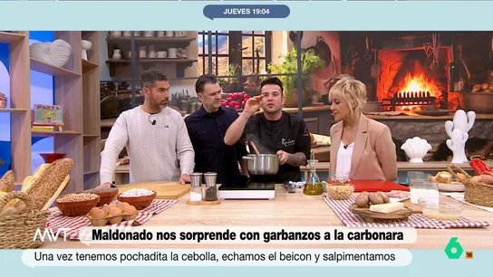 El chef Maldonado prepara garbanzos a la carbonara El chef Maldonado prepara garbanzos a la carbonara