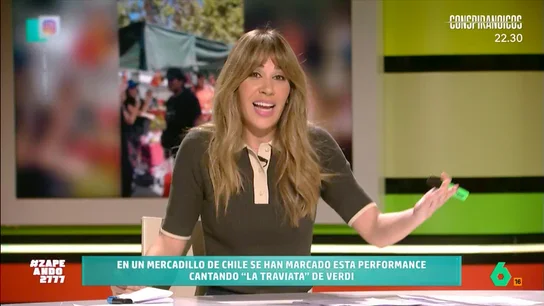 María Gómez e Iñaki Urrutia versionan 'La Traviata': "Mire usted, tengo bragas, slips y corsés" Los zapeadores copian el espectáculo que tuvo lugar en un mercado de Chile. Tres personas, que simularon ser tenderos y clientes, comenzaron a interpretar uno de los temas más conocidos de la ópera de Giuseppe Verdi.