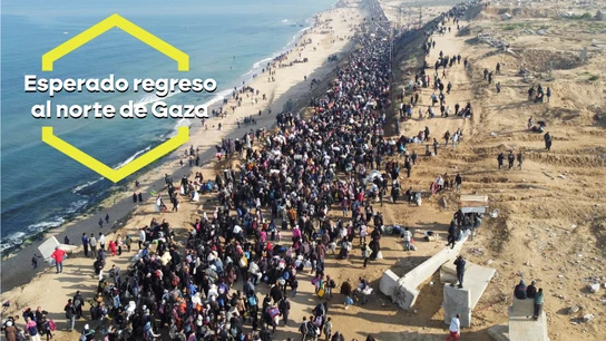 Miles de palestinos regresan al norte de Gaza tras el alto el fuego Miles de palestinos regresan al norte de Gaza tras el alto el fuego