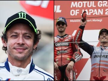 Valentino Rossi, M&aacute;rquez y Bagnaia