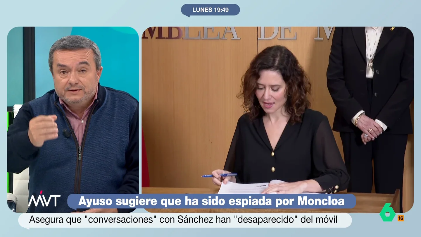 Chema Crespo, sobre las acusaciones de Ayuso a Moncloa: "Está instalada en una paranoia que a lo mejor requiere tratamiento" "¿Cómo se permite insistir permanentemente en el acoso del que es víctima, cuando ella es la que insulta al presidente del Gobierno y persigue y acosa a todo su entorno?", se pregunta Chema Crespo en este vídeo tras las acusaciones de Ayuso.