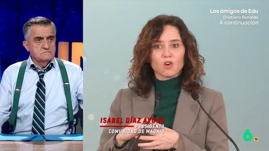 Wyoming responde a Ayuso tras sus acusaciones al Gobierno "Sánchez no parece un asesino en serie, lo más parecido que tiene al 'carnicero de Milwaukee' es que le gusta el chuletón al punto", comenta Wyoming tras oír a Isabel Díaz Ayuso decir que el Gobierno quiere "matarla" políticamente.