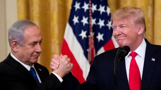 Imagen de archivo del 28 de enero de 2020 de Donald Trump y Benjamin Netanyahu. Imagen de archivo del 28 de enero de 2020 de Donald Trump y Benjamin Netanyahu.