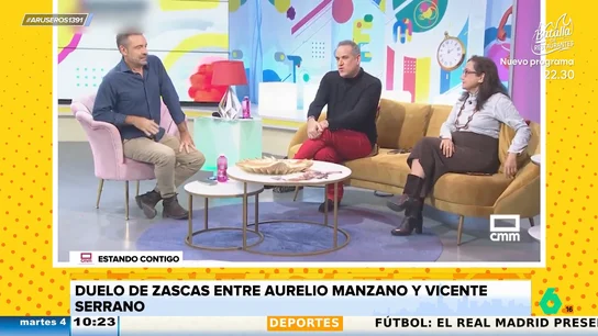 Duelo de 'zascas' entre Aurelio Manzano y Vicente Serrano: "Tienes tú más de Melody que yo, sobre todo por el tema de los gorilas" Duelo de 'zascas' entre Aurelio Manzano y Vicente Serrano: "Tienes tú más de Melody que yo, sobre todo por el tema de los gorilas"