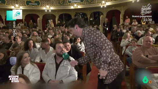 Un espectador del COAC 2025 trolea a un presentador en directo: "Primer embolado que me meto... vamos para bingo" Pepito el Caja decidió charlar con los espectadores que acudieron al Gran Teatro Falla de Cádiz para ver los preliminares del Concurso Oficial de Agrupaciones del Carnaval de Cádiz y seguro no esperaba la broma que le hizo un espectador.