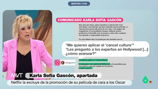 MVT Cristina Pardo, sobre Karla Sofía Gascón: "¿Cuál es el plan? ¿Mandarla a Guantánamo?" MVT Cristina Pardo, sobre Karla Sofía Gascón: "¿Cuál es el plan? ¿Mandarla a Guantánamo?"