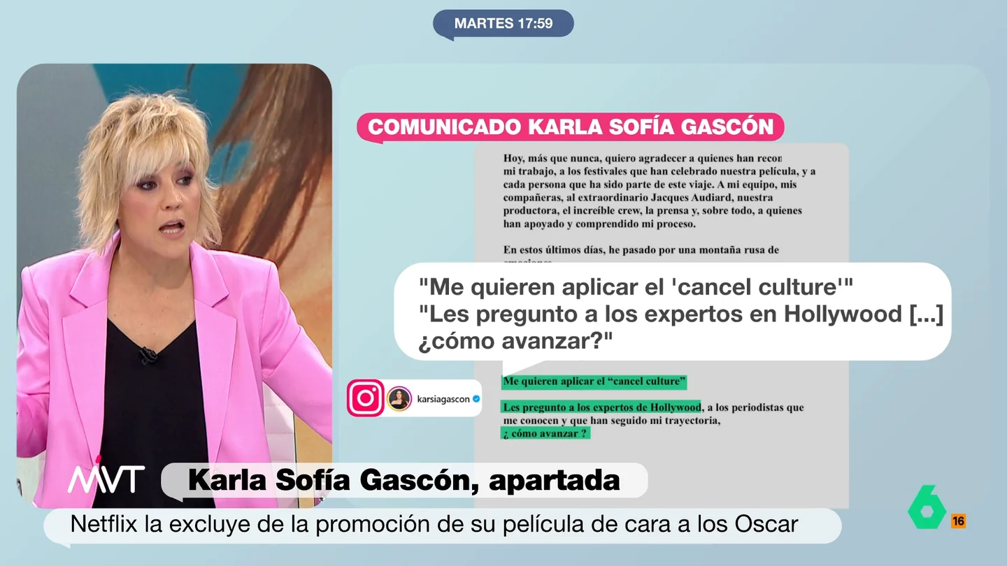 MVT Cristina Pardo, sobre Karla Sofía Gascón: "¿Cuál es el plan? ¿Mandarla a Guantánamo?" MVT Cristina Pardo, sobre Karla Sofía Gascón: "¿Cuál es el plan? ¿Mandarla a Guantánamo?"