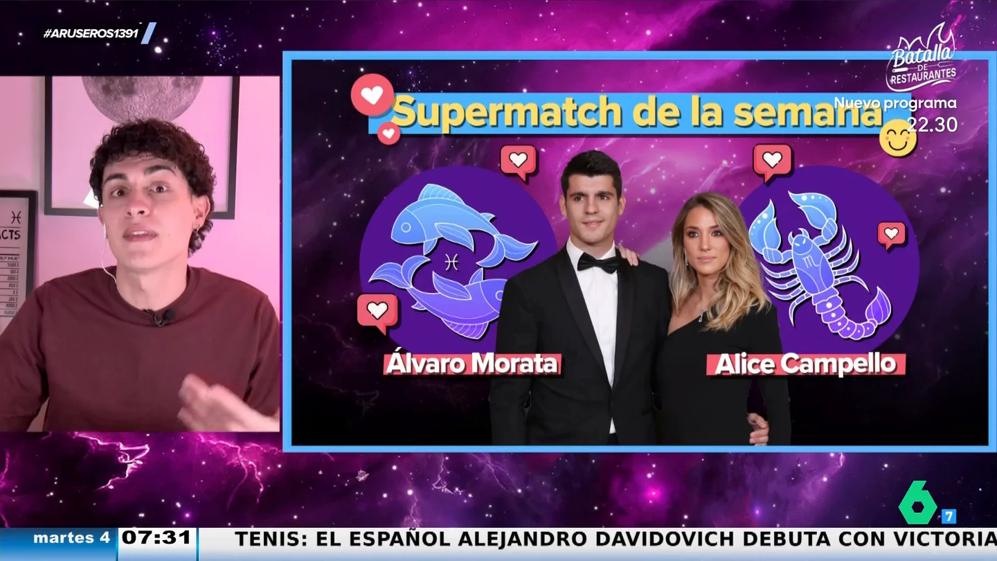 Jabifus analiza el "supermatch" de la semana con Álvaro Morata (Piscis) y Alice Campello (Escorpio) Jabifus analiza el "supermatch" de la semana con Álvaro Morata (Piscis) y Alice Campello (Escorpio)