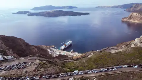 Santorini durante los terremotos Santorini durante los terremotos