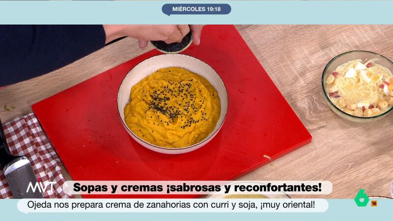 La receta de Pablo Ojeda para elaborar una crema de zanahoria saludable y con un toque "crunchy"