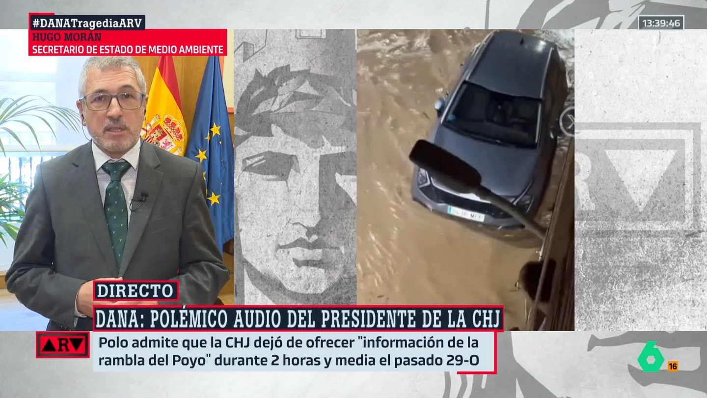 Hugo Morán desmiente que se produjese un "apagón informativo" sobre la rambla del Poyo: "El único apagón que se produce es el de Mazón" Hugo Morán desmiente que se produjese un "apagón informativo" sobre la rambla del Poyo: "El único apagón que se produce es el de Mazón"