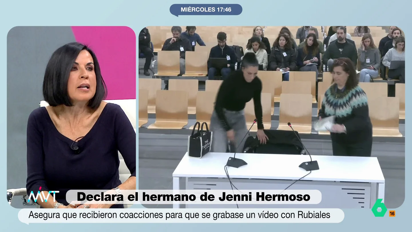 Bea de Vicente valora la "asertividad y credibilidad" del hermano de Jenni Hermoso Beatriz de Vicente analiza la declaración de Rafael Hermoso, hermano de Jenni Hermoso, en el juicio a Luis Rubiales por agresión sexual y coacciones a la futbolista. Las impresiones de la abogada, en este vídeo.