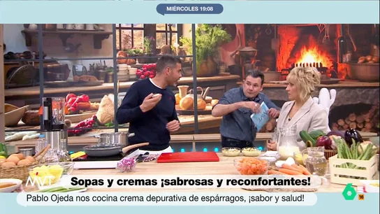 El susto de Iñaki López mientras cocina Pablo Ojeda: "No me asustéis mientras como que me va a sentar mal" Una sartén con aceite ha hecho que el presentador de Más Vale Tarde y el nutricionista hayan tenido un pequeño susto en pleno directo. No te pierdas el divertido momento en el vídeo principal.