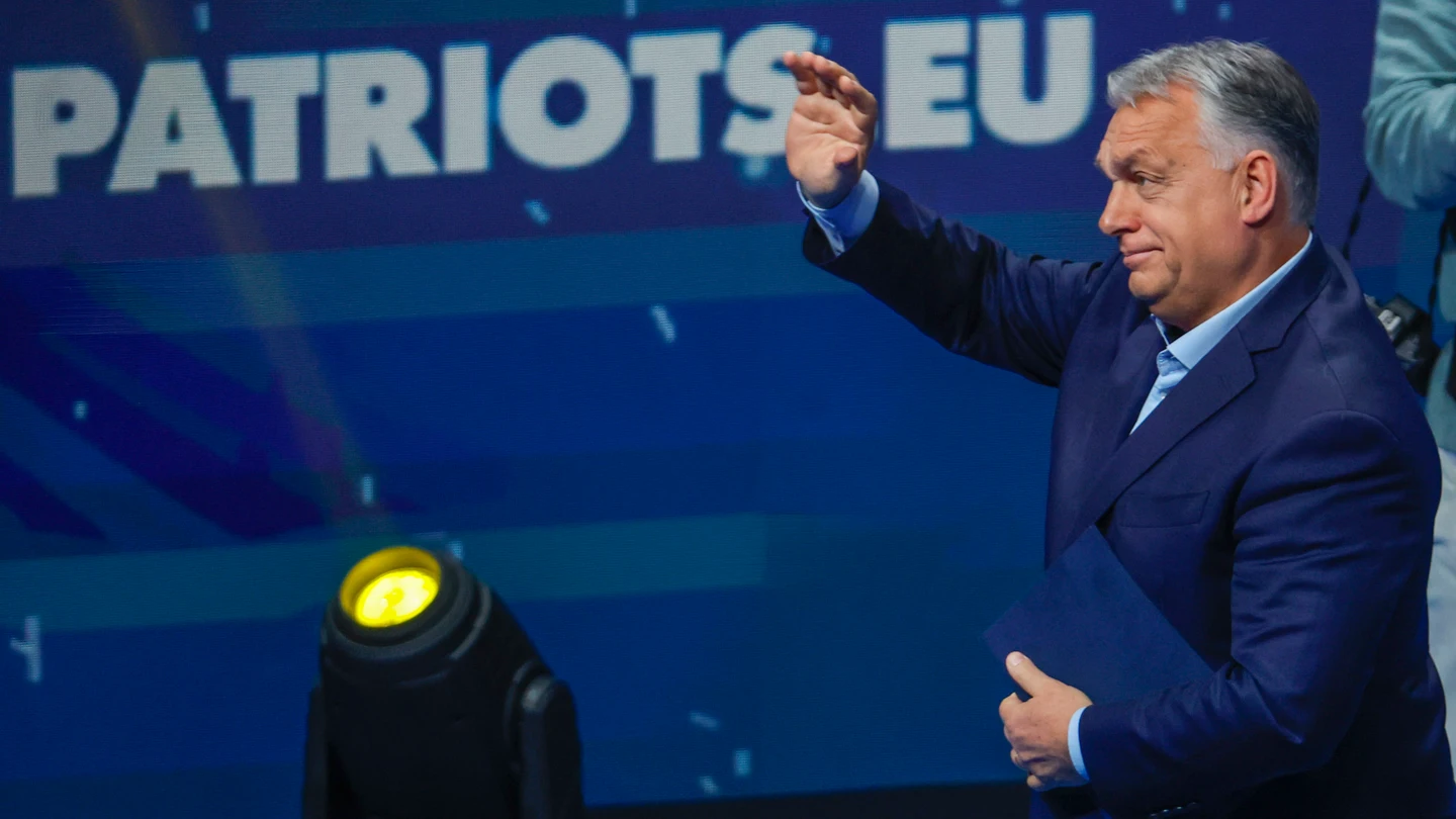 El primer ministro húngaro, Viktor Orbán, participa en la primera cumbre de Patriotas, alianza de la extrema derecha europea, que se celebra este sábado en Madrid. El primer ministro húngaro, Viktor Orbán, participa en la primera cumbre de Patriotas, alianza de la extrema derecha europea, que se celebra este sábado en Madrid.