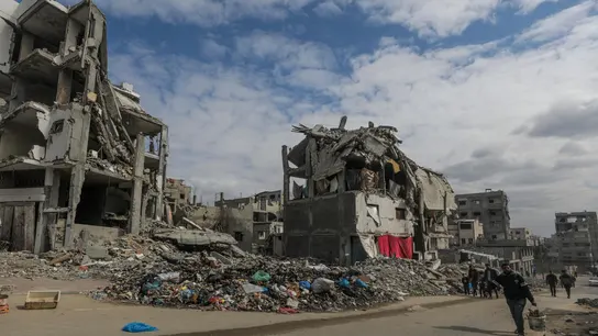 Una zona destruida por los bombardeos en la Franja de Gaza Una zona destruida por los bombardeos en la Franja de Gaza