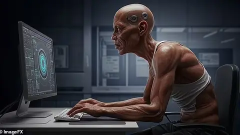 Recreación por inteligencia artificial de un hombre del futuro Recreación por inteligencia artificial de un hombre del futuro